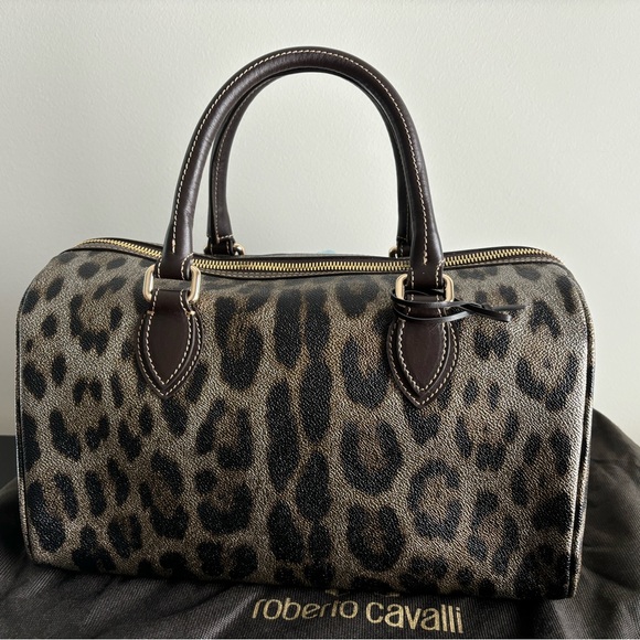 Roberto Cavalli Leopard Print Boston Bag - Picture 2 of 5